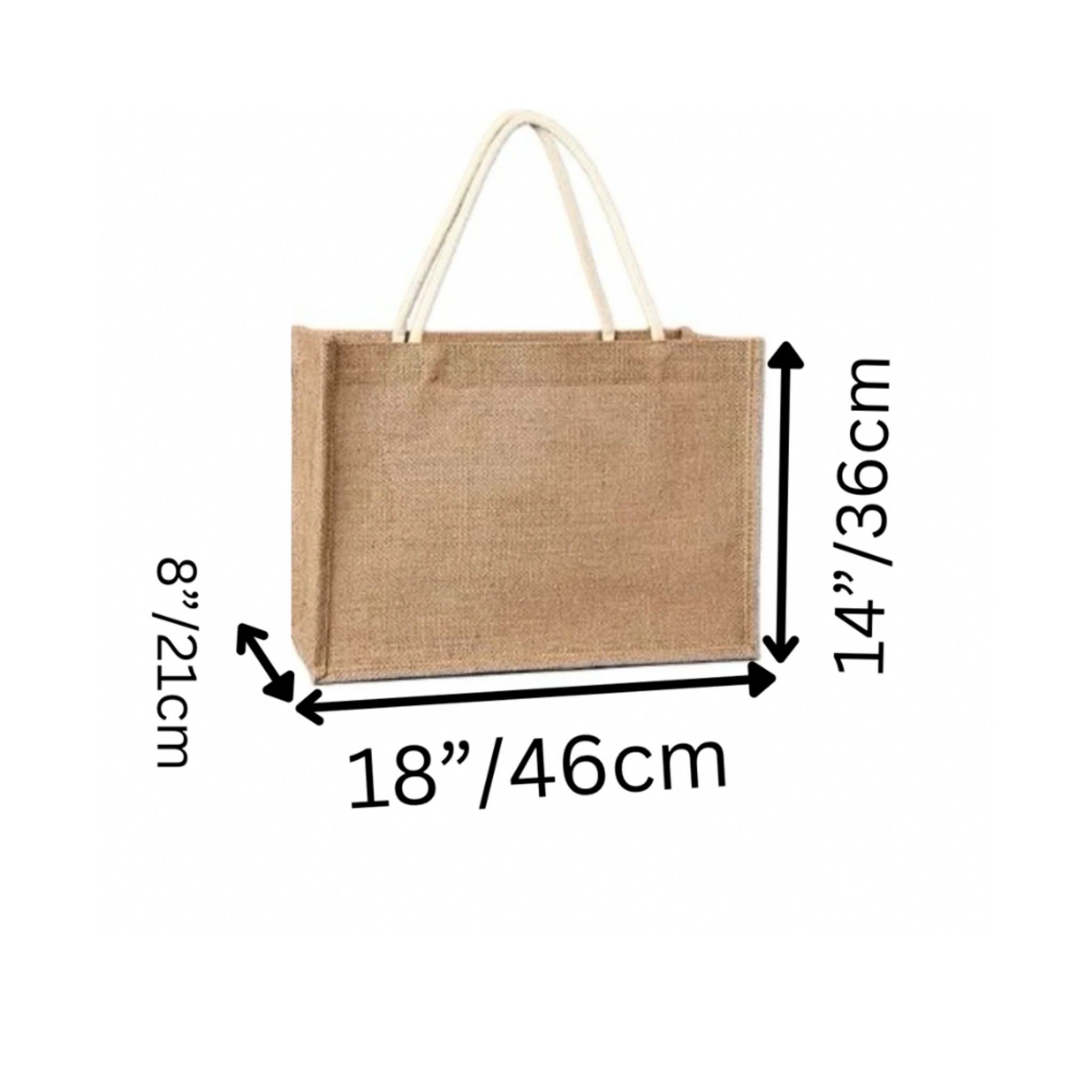 THINK OUTSIDE THE BAG” Sustainable Jute Tote – Painted Grid & Lace Accent